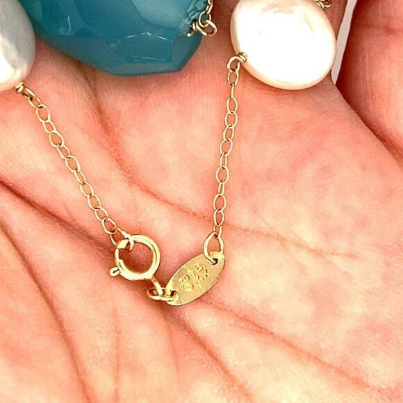 14k Green Quartz/Pearl Necklace - Picture 8 of 8